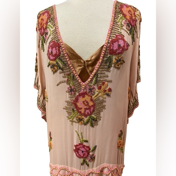 TRACY REESE Silk Chiffon Beaded Dress w/Slip NWT 12 - Picture 2 of 16